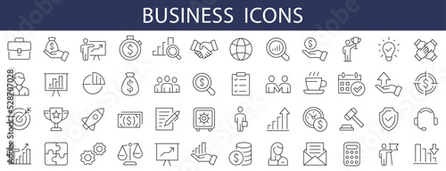 Business thin line icons set. Business editable stroke icons. Vector illustration