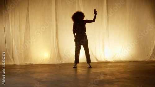 Wallpaper Mural Professional Dancer Performing Against Stage Curtain with Warm Backlit  Torontodigital.ca