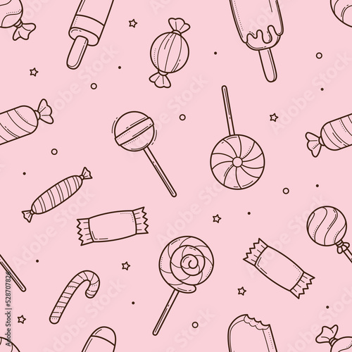 Sweet candy doodles seamless pattern background wallpaper