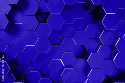 blue honeycomb hexagon background 3d render illustration © stocker
