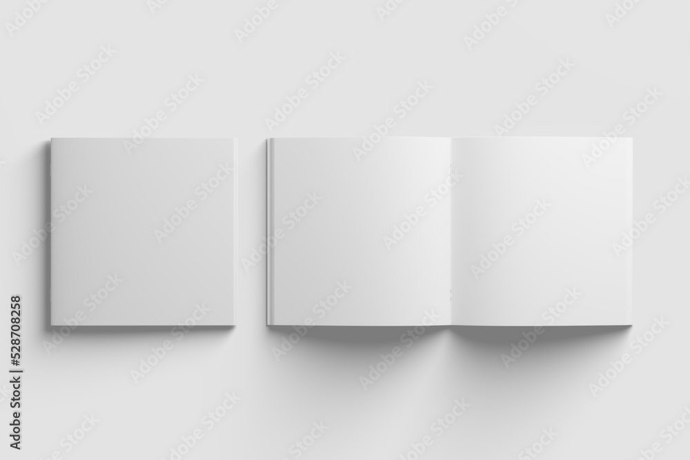Square Brochure Magazine 3D Rendering White Blank Mockup Square Brochure Magazine 3D Rendering White Blank Mockup