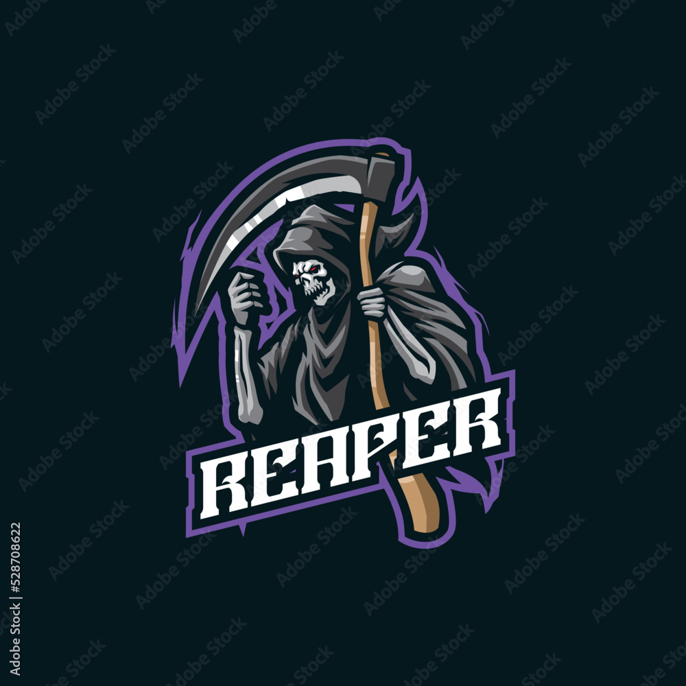 Reaper mascot logo design vector with modern illustration concept style for badge, emblem and t shirt printing. Reaper illustration for sport and esport team.