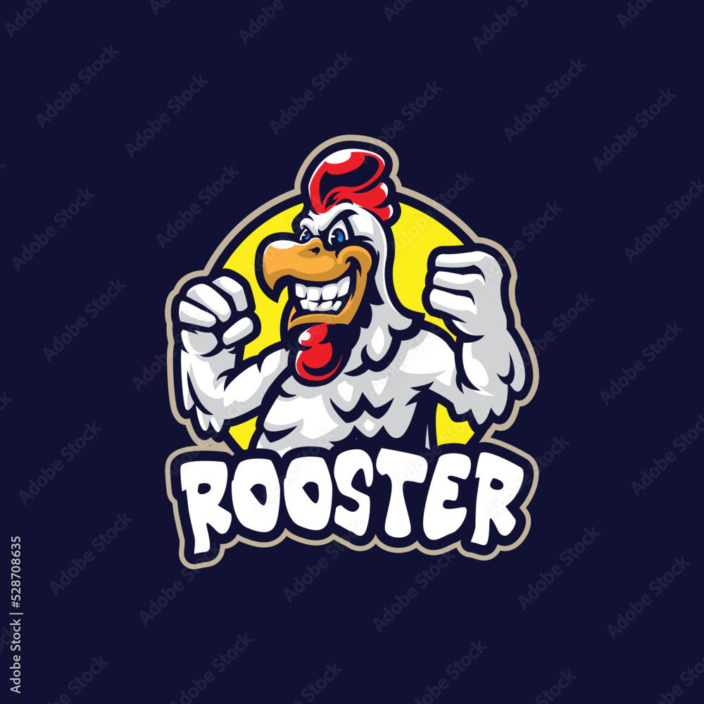 Rooster mascot logo design vector with modern illustration concept style for badge, emblem and t shirt printing. Smart rooster illustration.