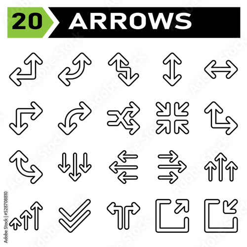 Arrows icon set include arrow, arrows, right, direction, arrow right, up, arrow up, down, arrow down, left, arrow left, transfer, exchange, sync, refresh, synchronize, rotate
