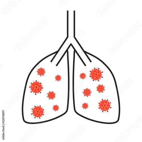 Vector illustration of lung infected by virus.