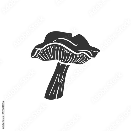 Mushroom Icon Silhouette Illustration. Autumn Vector Graphic Pictogram Symbol Clip Art. Doodle Sketch Black Sign.