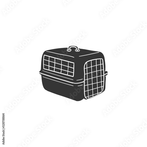 Pet Carrier Icon Silhouette Illustration. Veterinary Vector Graphic Pictogram Symbol Clip Art. Doodle Sketch Black Sign.