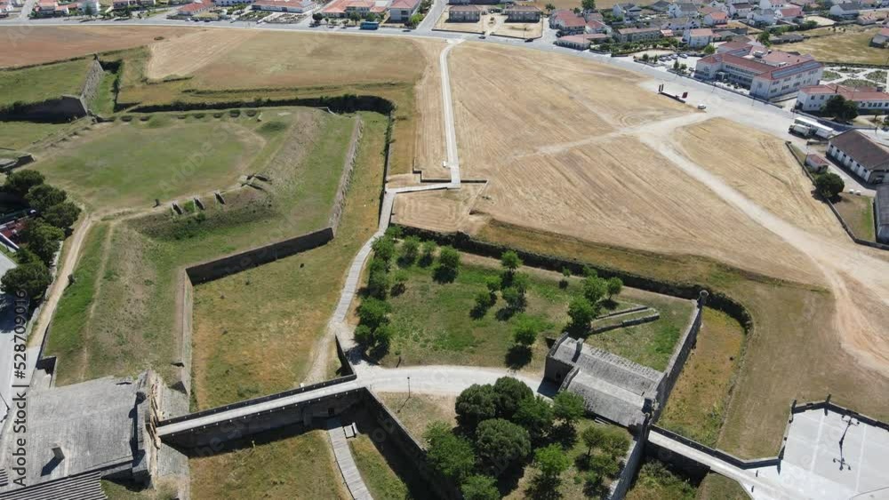 Rising reveal of Star village in, Almeida, Portugal with scorched ground. Rising reveal of Star village in, Almeida, Portugal with scorched ground.
