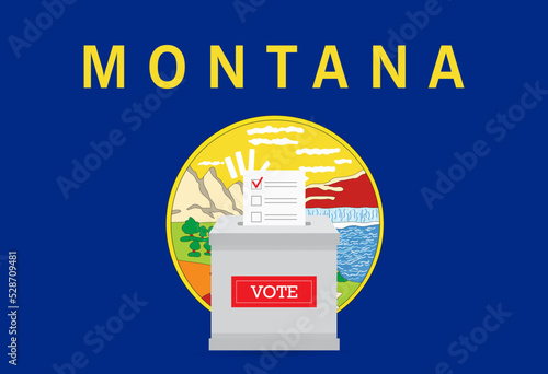 State flag and ballot box. Presidential elections in Montana state