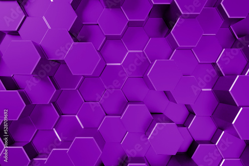 purple honeycomb hexagon background 3d render illustration