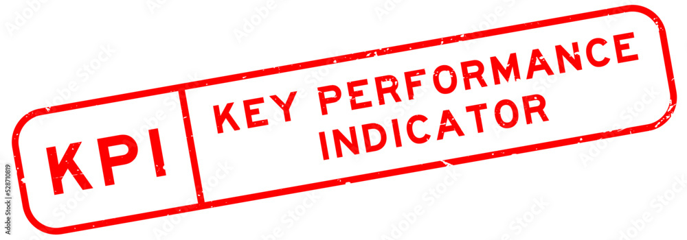 Grunge red KPI key performance indicator word square rubber seal stamp on white background