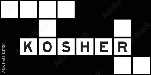 Alphabet letter in word kosher on crossword puzzle background