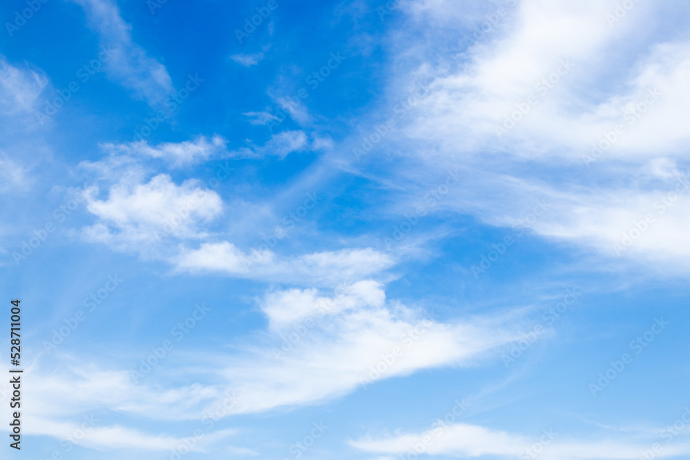 Clear blue color sky with white cloud background