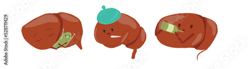cartoon liver wear boxing do different emotion and disease