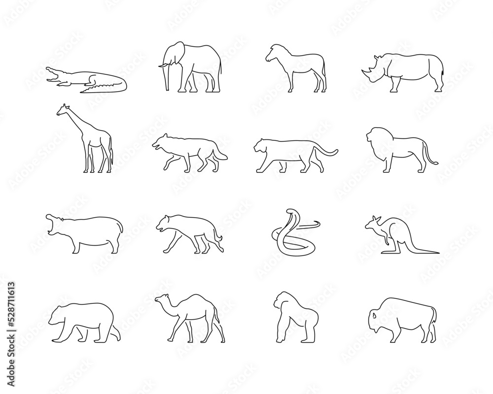 Simple icon wild animal, black lines on a white background Simple icon wild animal, black lines on a white background