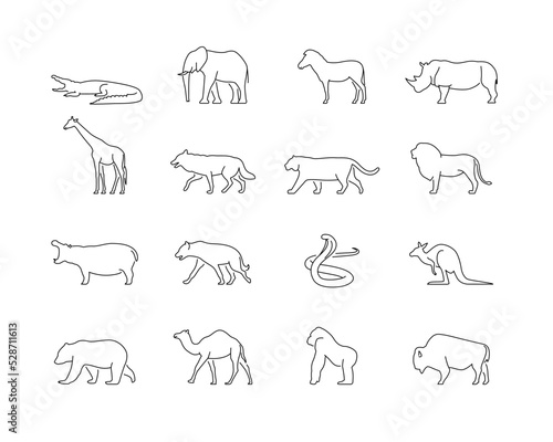 Simple icon wild animal, black lines on a white background