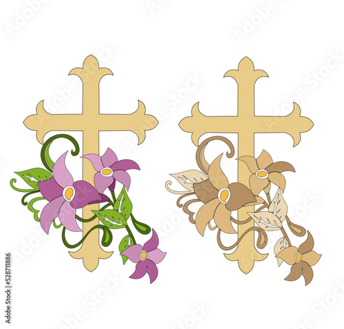 IHS GOLD EMBROIDERY FOR LITURGICAL CLOTHES AND SACRED CEREMONIES. SACRED CATHOLIC SYMBOLS IN ANCIENT STYLE WITH GOLDEN DECORATIONS
