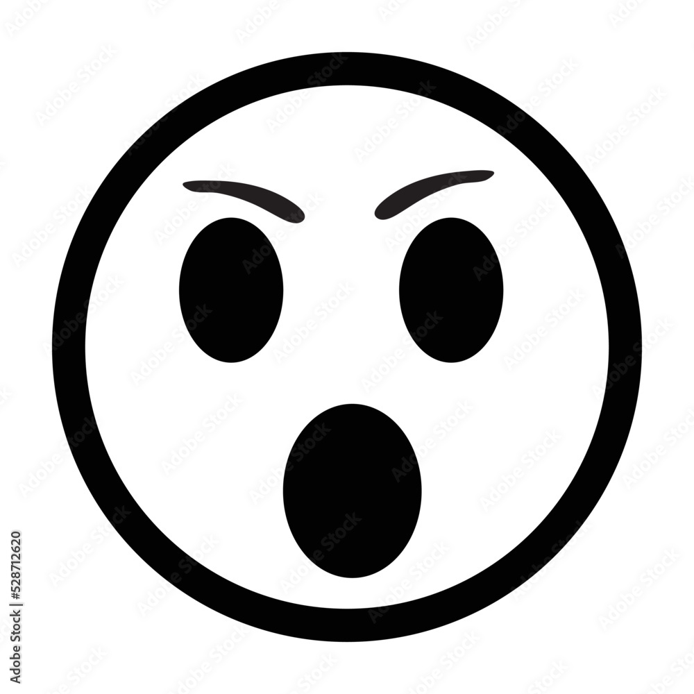 High quality emoticon isolated on white background. Screaming emoticon