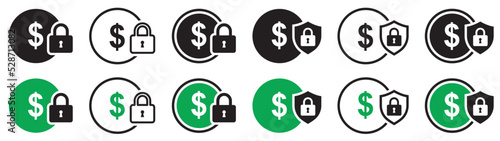 Set of fixed income icons. Save money symbol, fixed price, costs. Vector illustration.