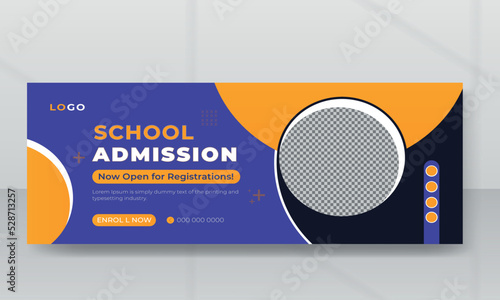 School admission web banner. admission Facebook cover template design