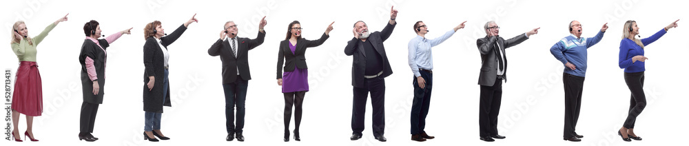 group of business people with microphone isolated group of business people with microphone isolated