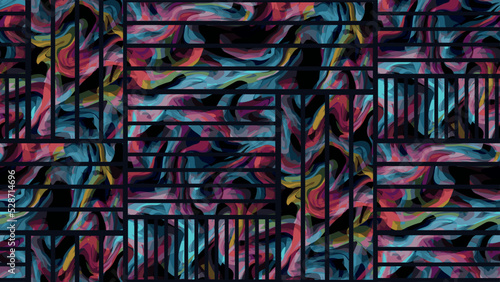 Seamless colorful marbling lines pattern design, dark, wallpaper, vector