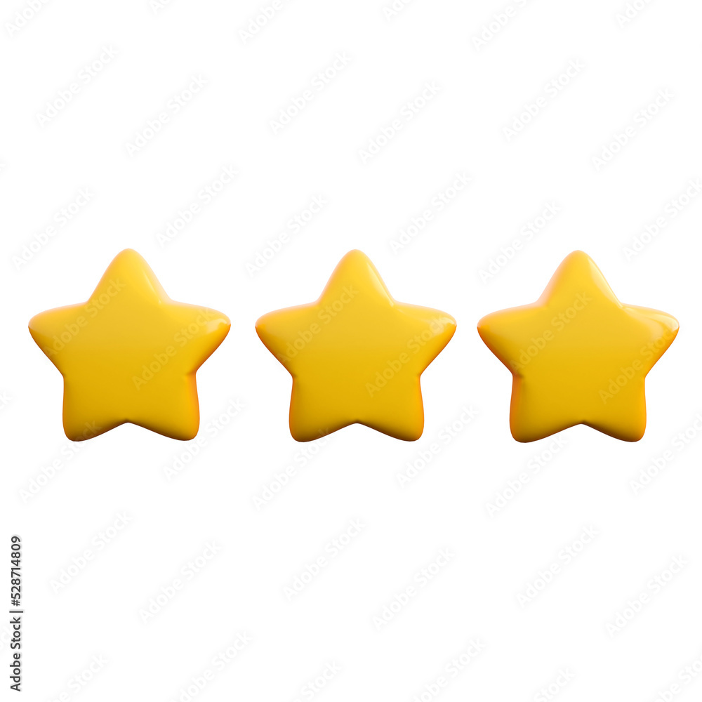 3d three stars icon. Review, feedback, customer rating and satisfaction concept. High quality isolated 3d render 3d three stars icon. Review, feedback, customer rating and satisfaction concept. High quality isolated 3d render