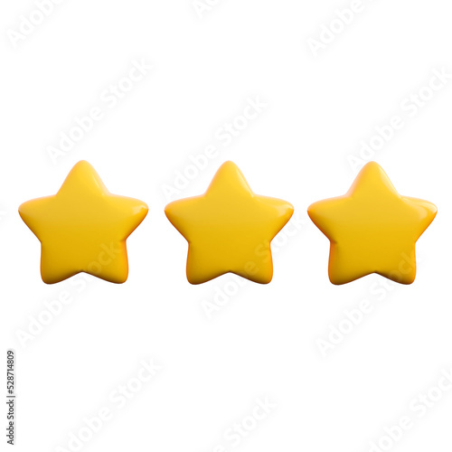 3d three stars icon. Review  feedback  customer rating and satisfaction concept. High quality isolated 3d render