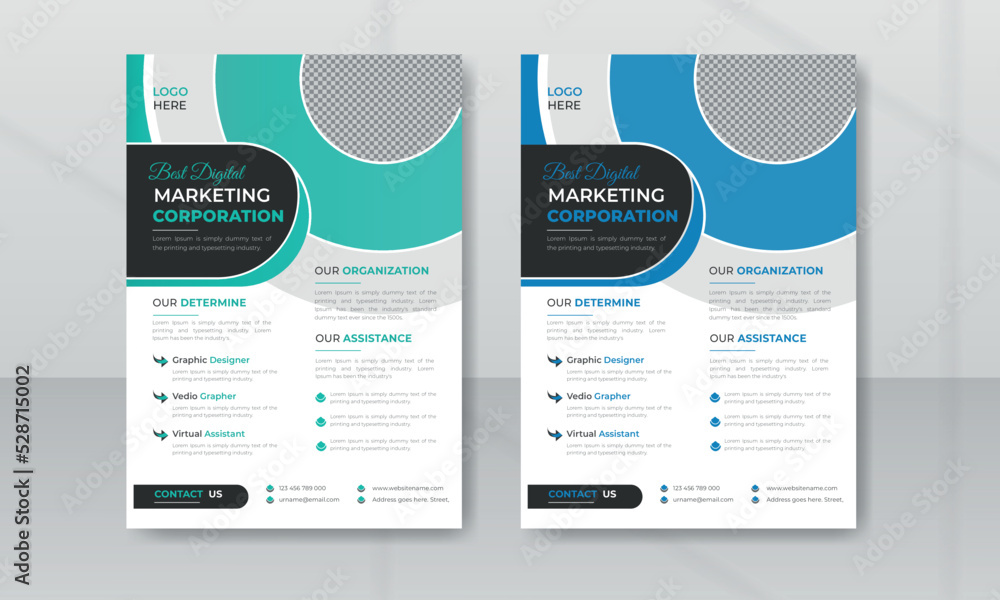 Obraz premium poster flyer pamphlet brochure cover design layout space for photo background, vector illustration template in A4 size