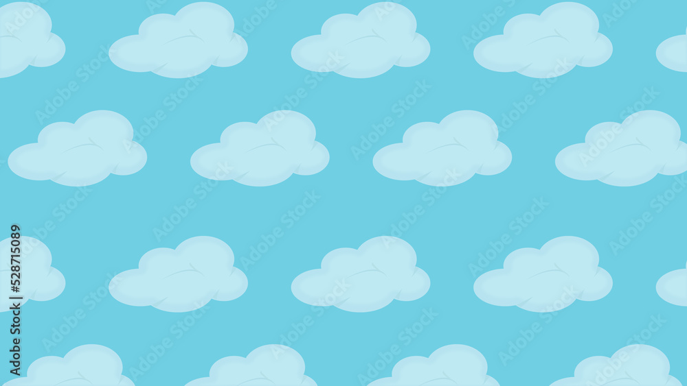 Seamless blurry clouds on cyan blue sky background