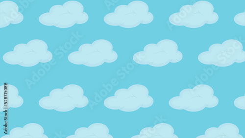 Seamless blurry clouds on cyan blue sky background