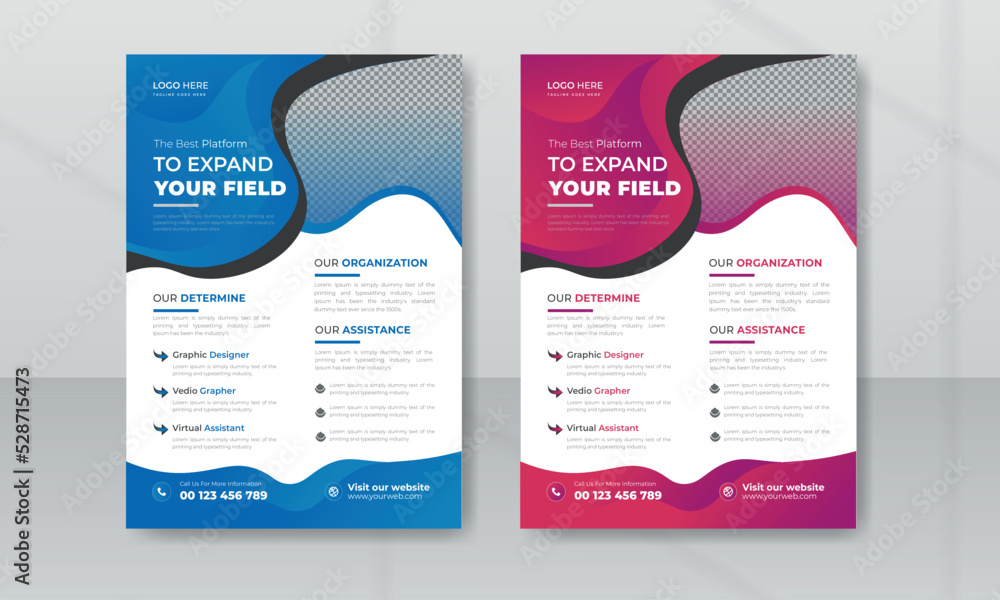 Obraz premium poster flyer pamphlet brochure cover design layout space for photo background, vector illustration template in A4 size