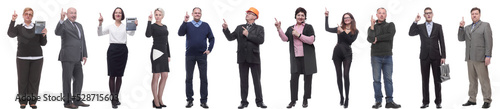 group of businessmen showing thumbs up isolated