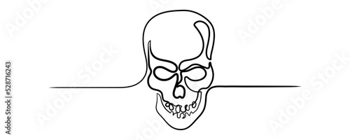 Human skull. Continuous line