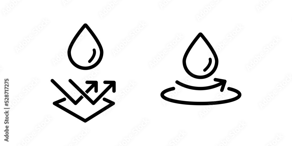 Water repellent surface line icon. Waterproof symbol concept isolated on white background. Vector illustration Water repellent surface line icon. Waterproof symbol concept isolated on white background. Vector illustration