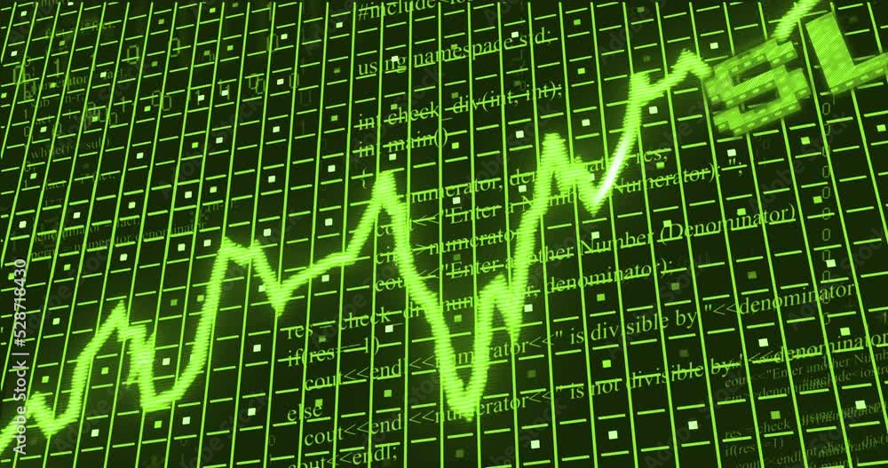 Animation of slumpflation text over data processing Animation of slumpflation text over data processing