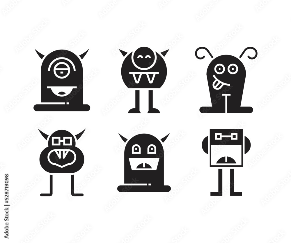 cute monster character icons set cute monster character icons set