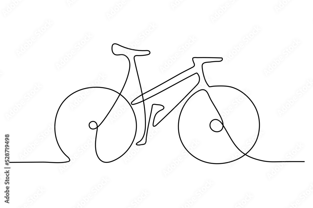 One Line Drawing or Continuous Line Art of classic bicycle vector