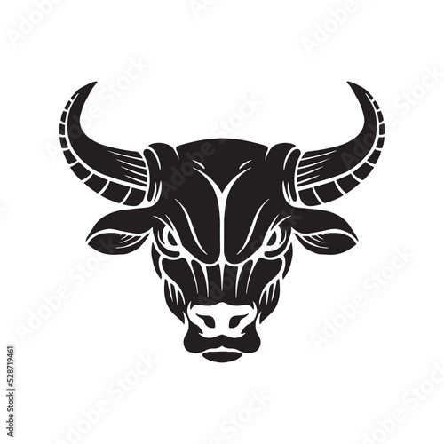 bull head illustration in wildlife logo badge illustration