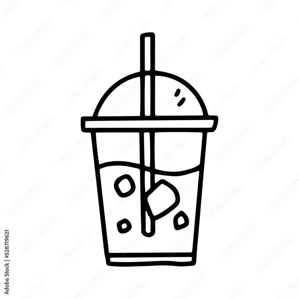 plastic cup line art illustration for cafe and coffee shop design element plastic cup line art illustration for cafe and coffee shop design element
