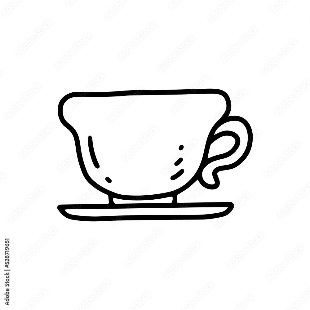 coffee mugs line art illustration for cafe and coffee shop design element