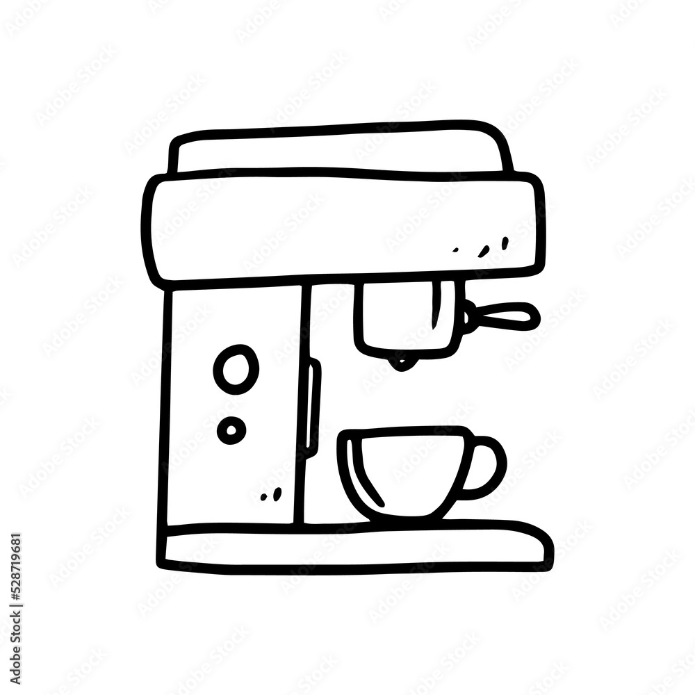  Drip Coffee Maker line art illustration for cafe and coffee shop design element