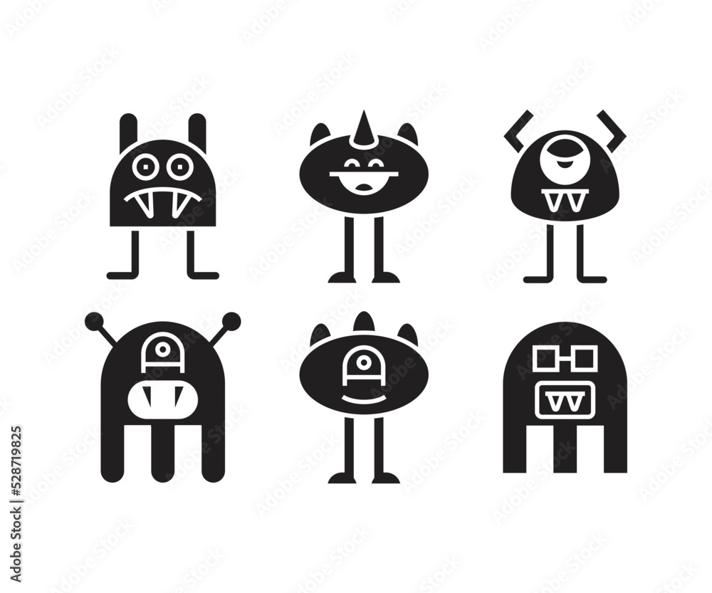funny monster character icons set vector illustration funny monster character icons set vector illustration