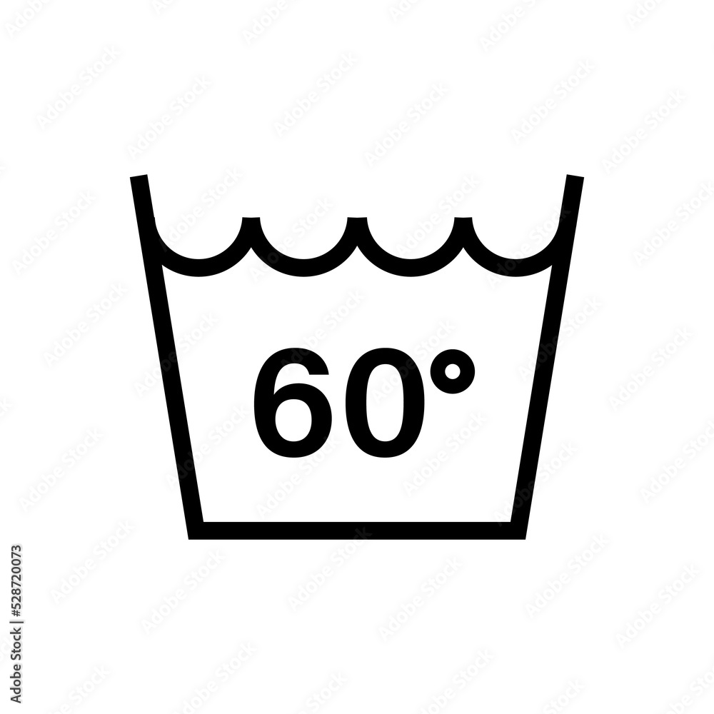 water temperature not above 60 degrees celcius in laundry symbol