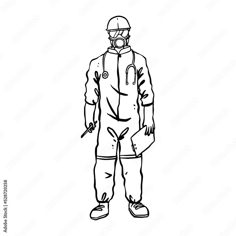 Human wearing personal protective equipment for health and doctor Human wearing personal protective equipment for health and doctor