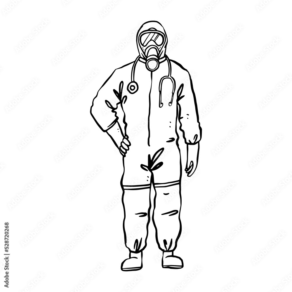 Human wearing personal protective equipment for health and doctor Human wearing personal protective equipment for health and doctor