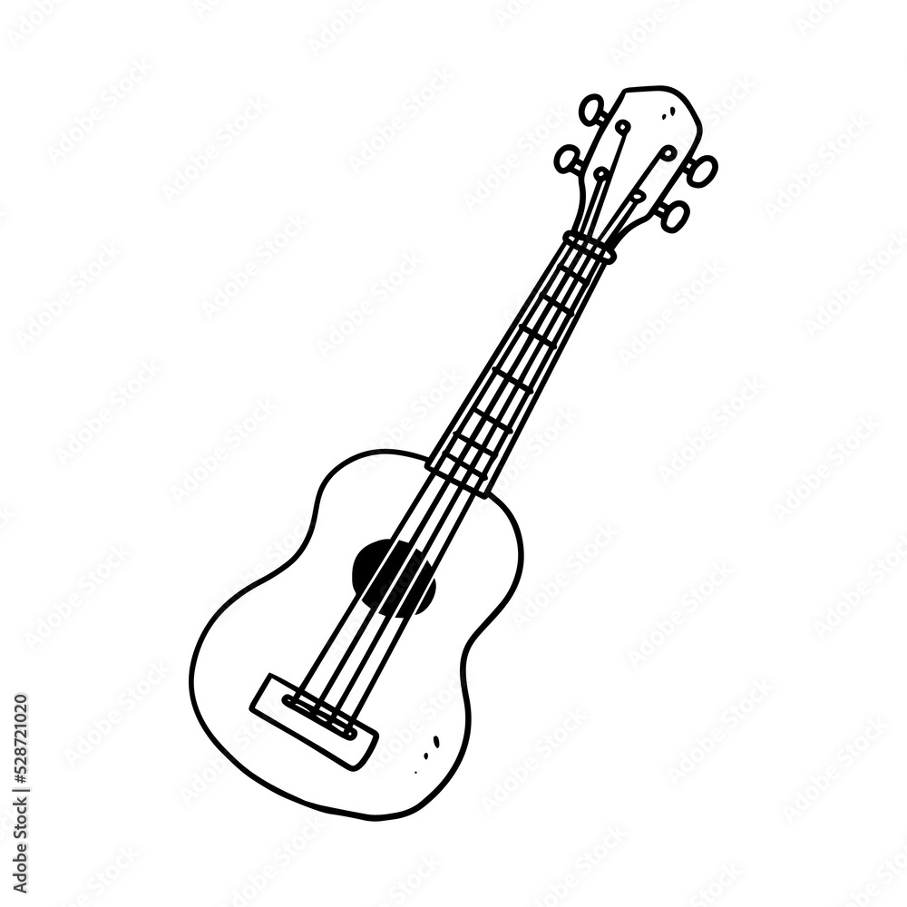 Ukulele in hand drawn illustration design for travel and vacation Ukulele in hand drawn illustration design for travel and vacation