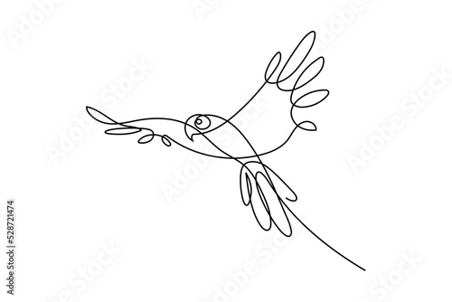 Parrot bird. Continuous line drawing. Editable line Vector illustration