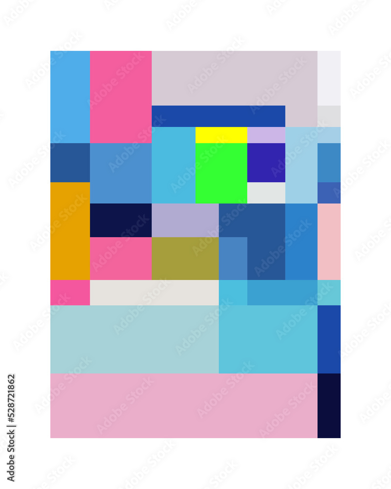 Vector art with squares of various colors and sizes for wall decoration or interior