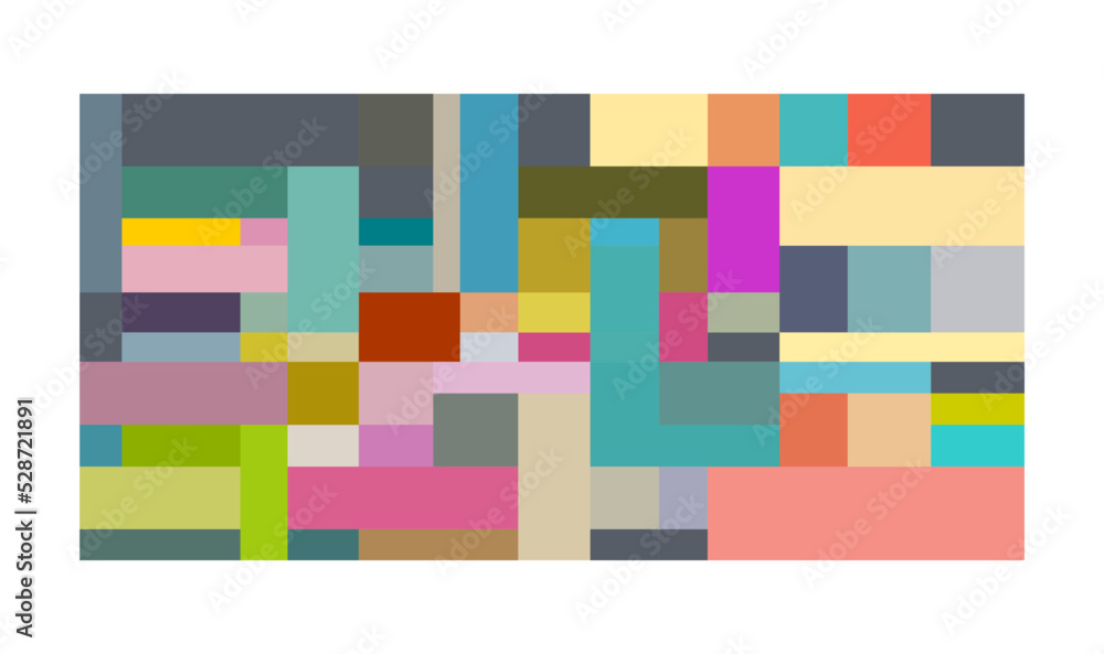 Vector art with squares of various colors and sizes for wall decoration or interior